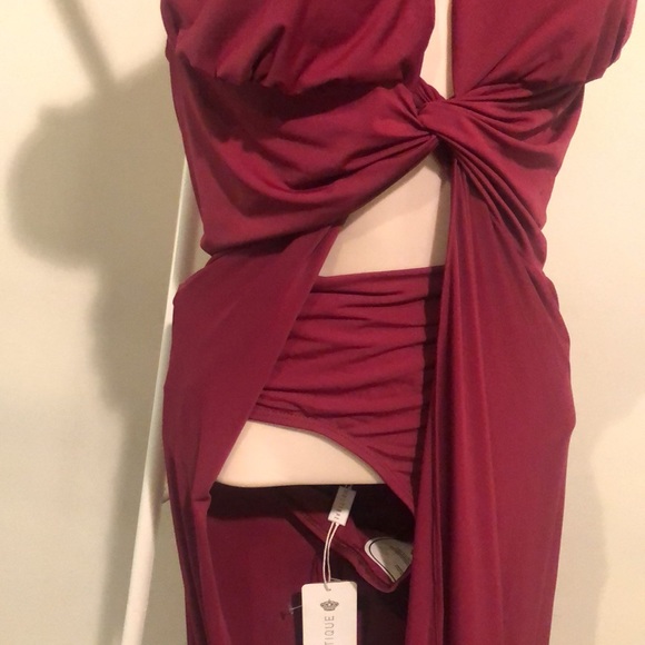 Lycra beach dress / coverups size medium maxi brand new burgundy - Picture 3 of 8